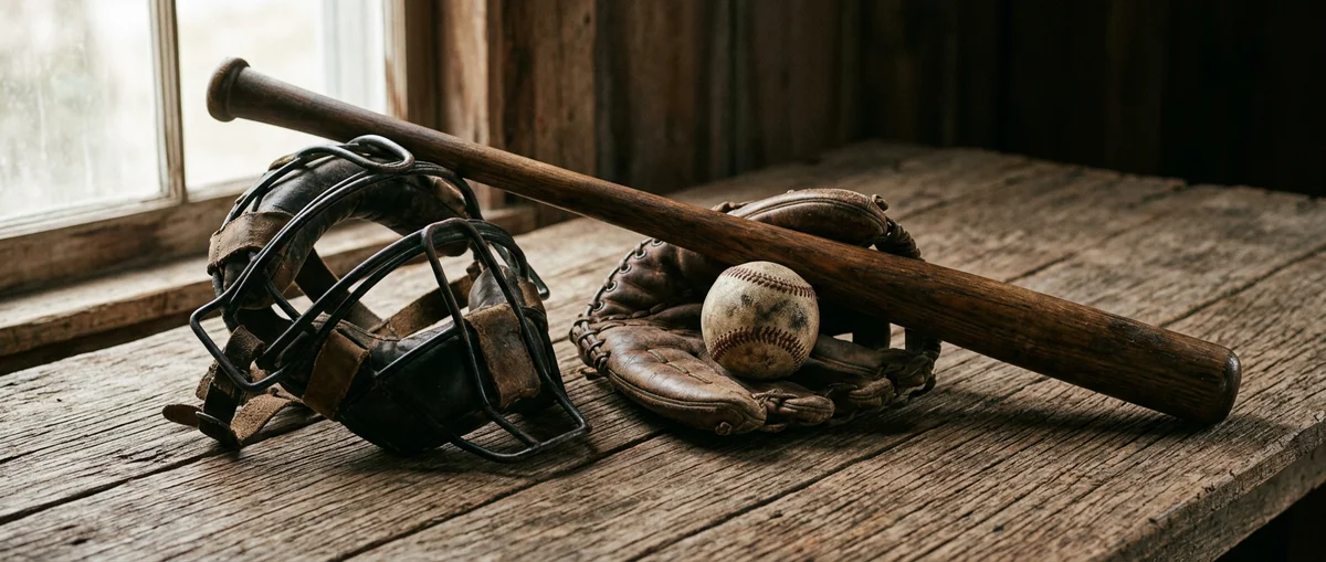 Antique baseball equipment still life
