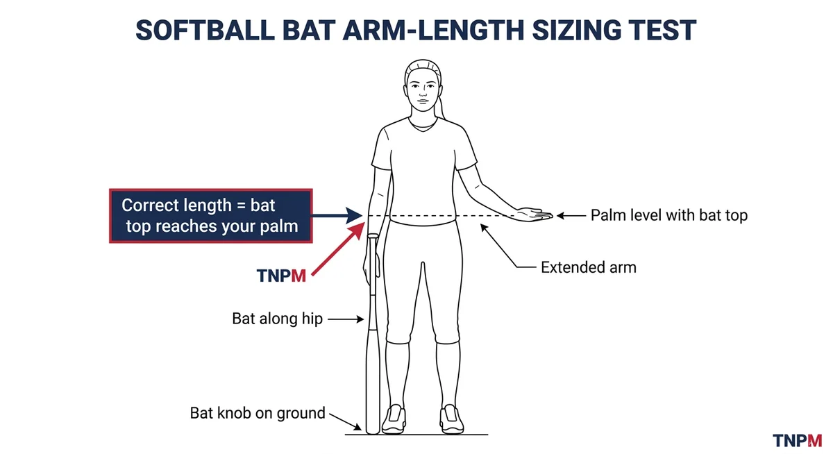 Softball bat arm-length sizing test — how to measure the right bat length