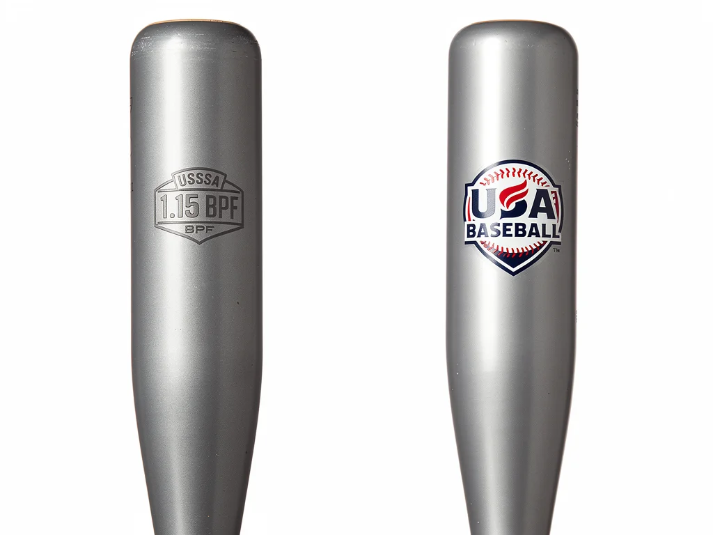 USSSA vs USA baseball bat certification stamps side by side